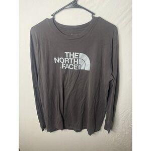 North Face Long Sleeve Shirt SZ XL Gray Large Front Graphic, Hiking, Outdoor